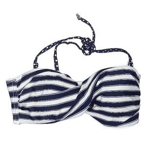 MARIE MEILI Striped Bikini Top Navy White Size Large Swim Beach Pool